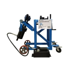 Съемник гидравлический выпрессовщик шкворней с тележкой .грузовых авто 75т с пневмо насосом и комплектом надставок